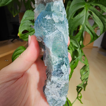 Green/Blue Fluorite with Calcite and Quartz #69A