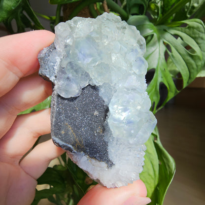 Green Fluorite with Quartz and Chalcopyrite #65C