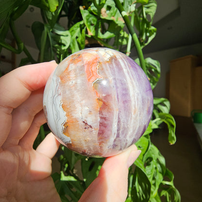 Amethyst with Crazy Lace Agate Sphere #58A