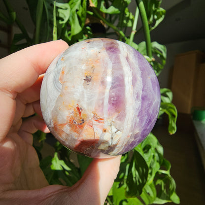 Amethyst with Crazy Lace Agate Sphere #58A