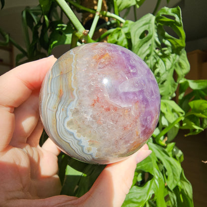 Amethyst with Crazy Lace Agate Sphere #69D