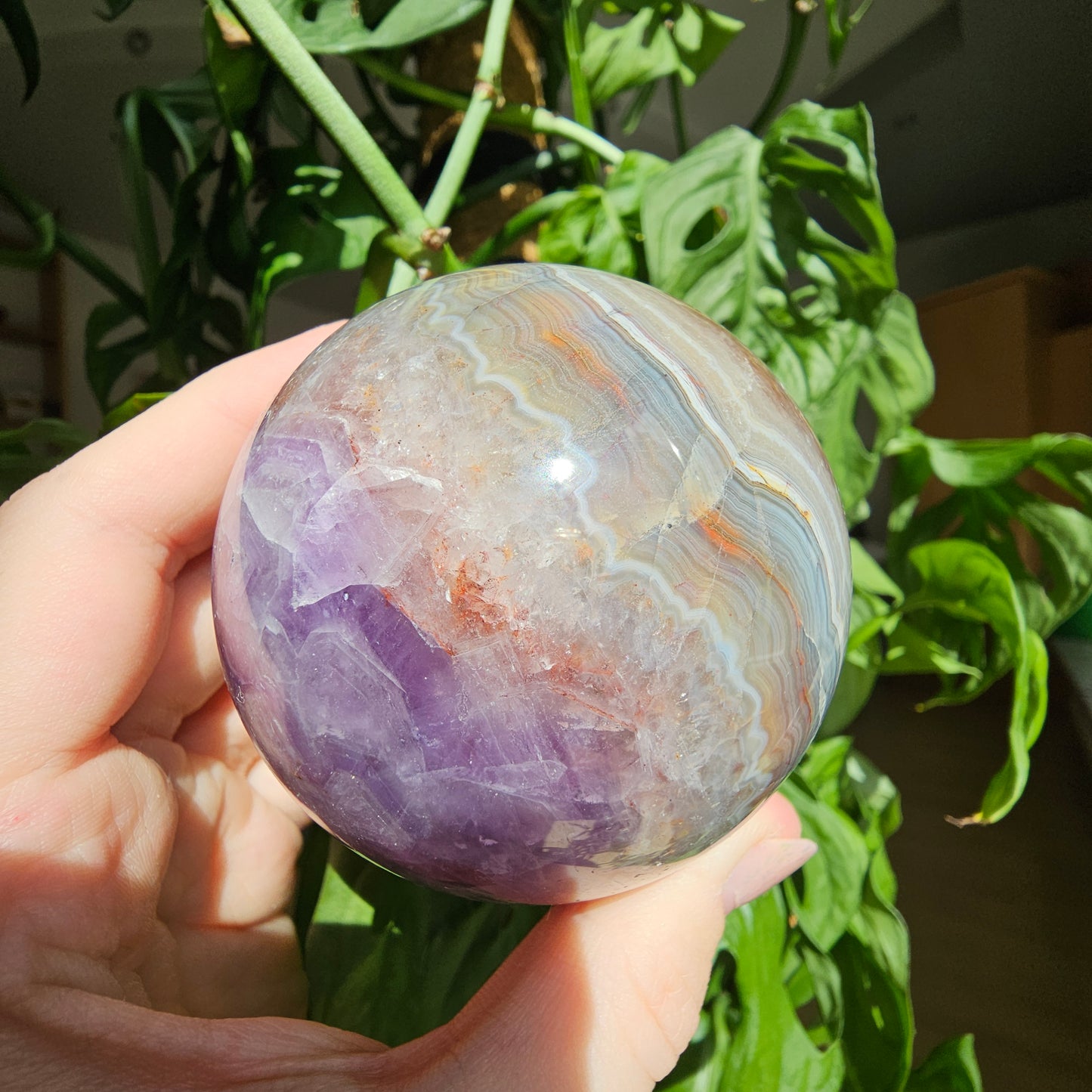 Amethyst with Crazy Lace Agate Sphere #69D