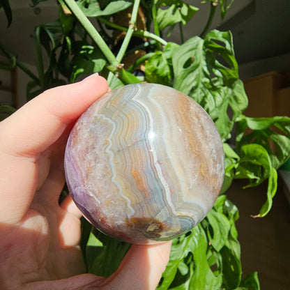 Amethyst with Crazy Lace Agate Sphere #69D