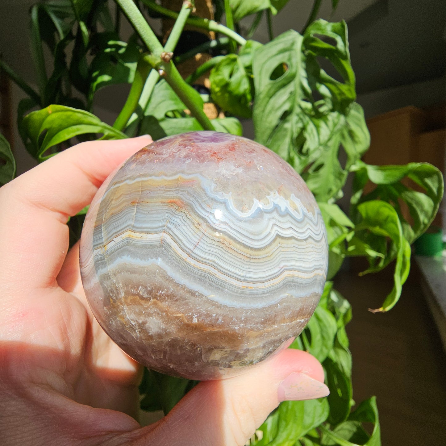 Amethyst with Crazy Lace Agate Sphere #69D