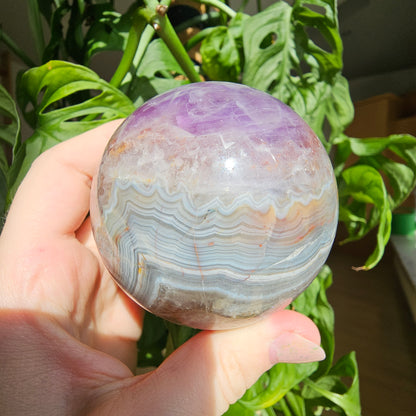 Amethyst with Crazy Lace Agate Sphere #69D