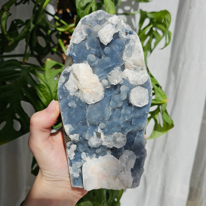 Apophyllite on Blue Chalcedony statement piece #1