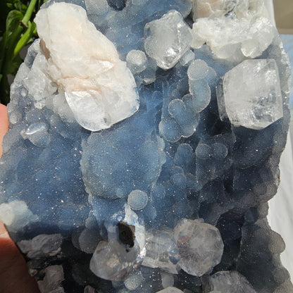 Apophyllite on Blue Chalcedony statement piece #1