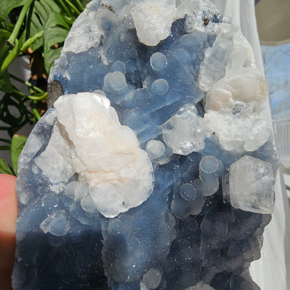 Apophyllite on Blue Chalcedony statement piece #1