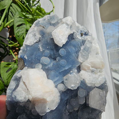 Apophyllite on Blue Chalcedony statement piece #1