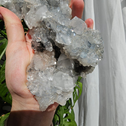 Apophyllite and Stilbite on Blue Chalcedony Statement Piece #3