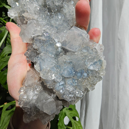 Apophyllite and Stilbite on Blue Chalcedony Statement Piece #3