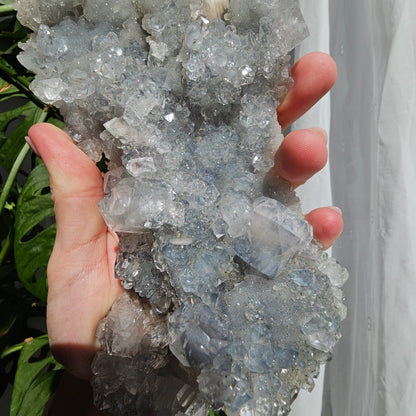 Apophyllite and Stilbite on Blue Chalcedony Statement Piece #3