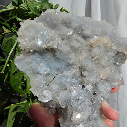 Apophyllite and Stilbite on Blue Chalcedony Statement Piece #3