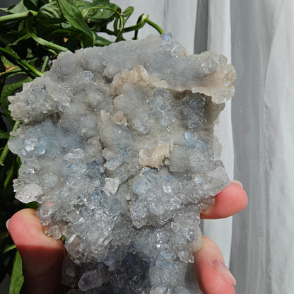 Apophyllite and Stilbite on Blue Chalcedony Statement Piece #3