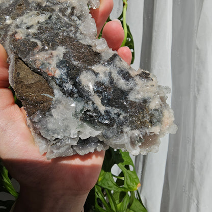 Apophyllite and Stilbite on Blue Chalcedony Statement Piece #3