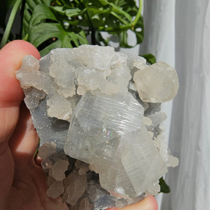 Apophyllite and Stilbite on Blue Chalcedony #79D