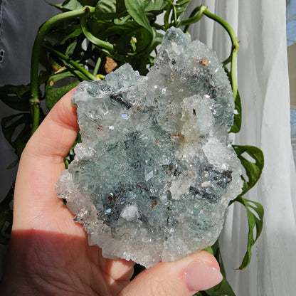 Apophyllite on Blue Chalcedony #F85