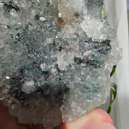 Apophyllite on Blue Chalcedony #F85