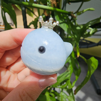 Blue Calcite Whale Mini Sphere Stand #18B