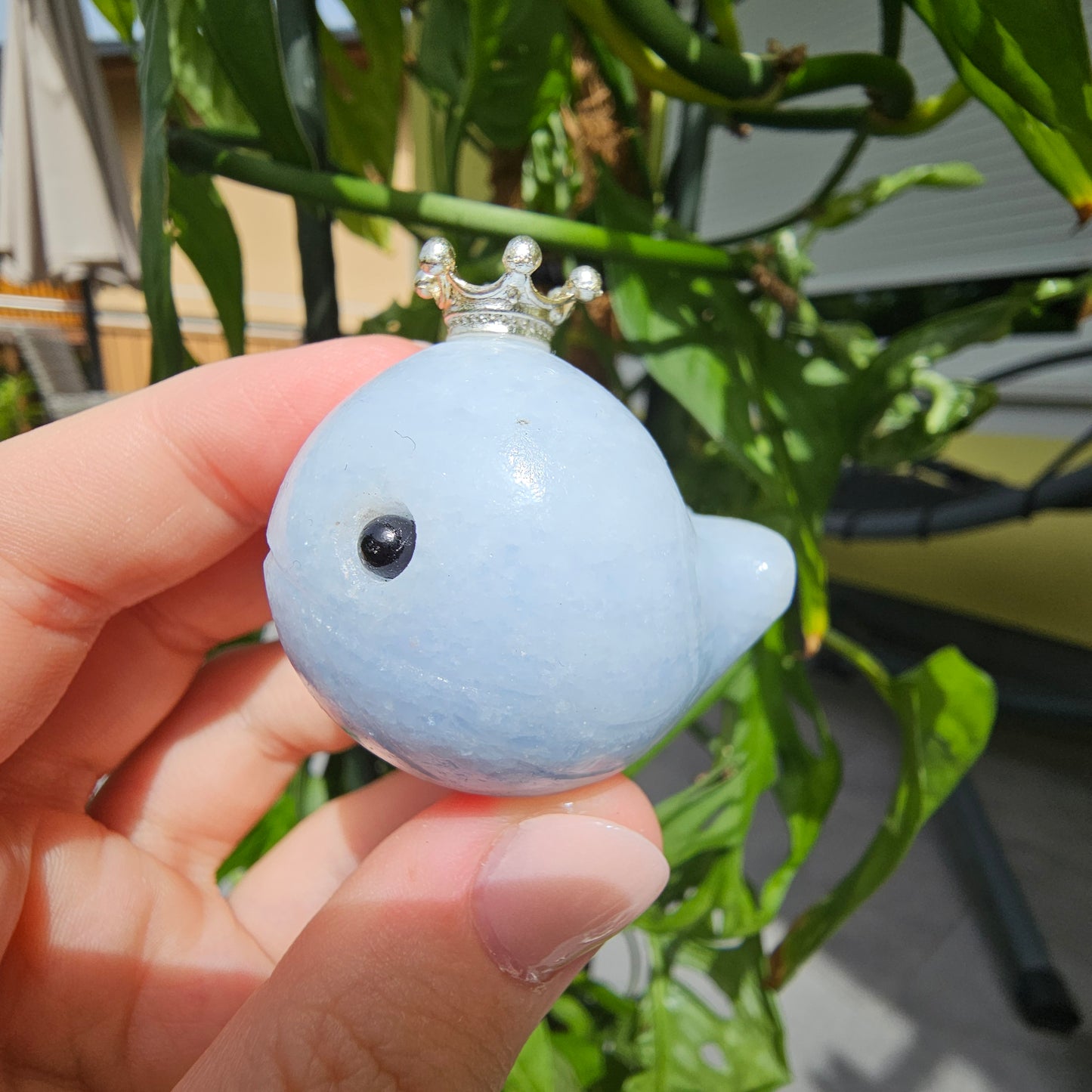 Blue Calcite Whale Mini Sphere Stand #18C