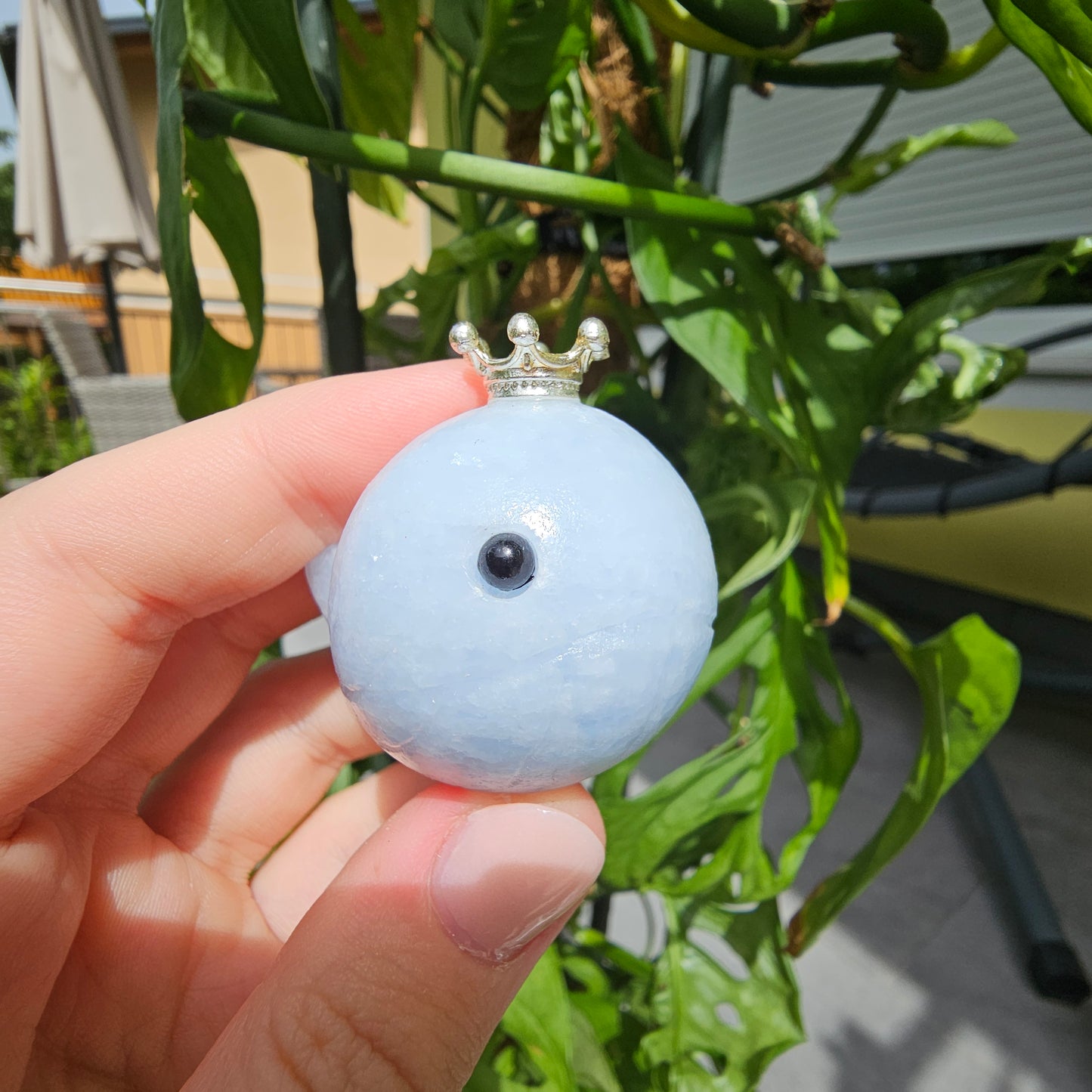 Blue Calcite Whale Mini Sphere Stand #18C