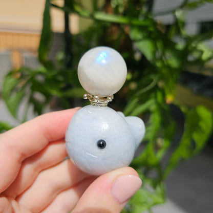 Blue Calcite Whale Mini Sphere Stand #18E