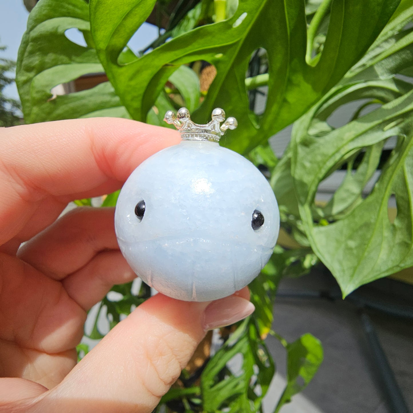 Blue Calcite Whale Mini Sphere Stand #18E