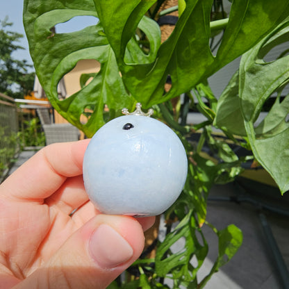 Blue Calcite Whale Mini Sphere Stand #18E