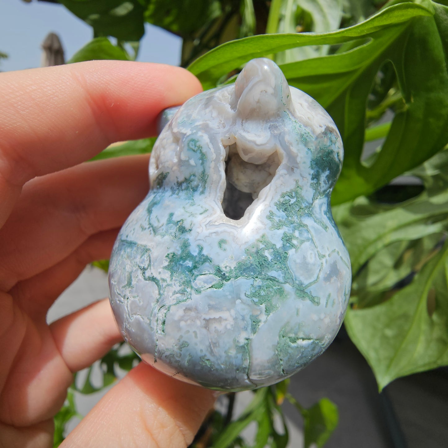 Moss Agate Cat (sitting) #22A