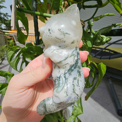 Moss Agate Cat (lying on its back)