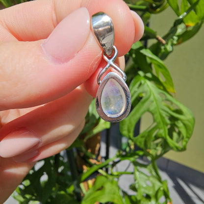 White Labradorite Teardrop Pendant (S925)