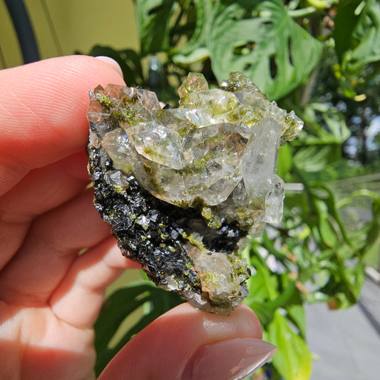 Epidote with Quartz Cluster #18E