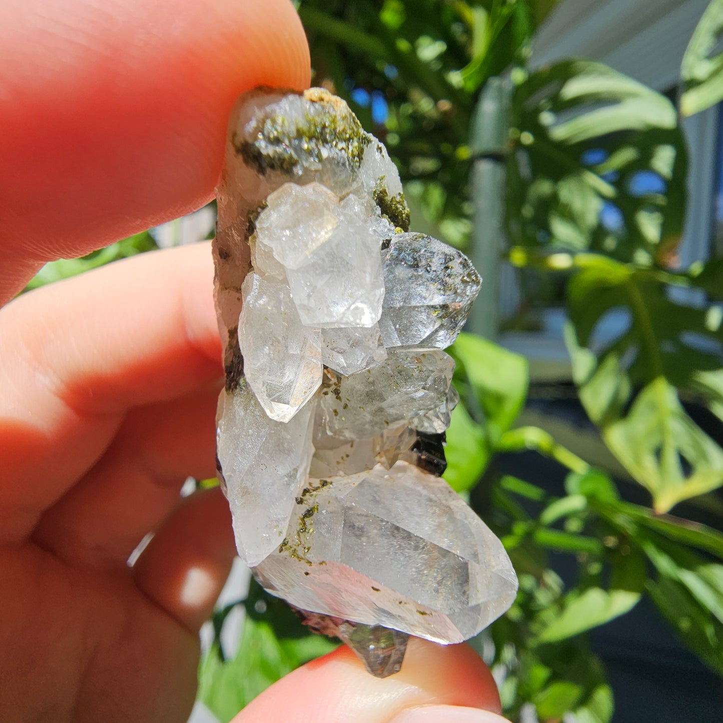 Epidote with Quartz Cluster #17Q