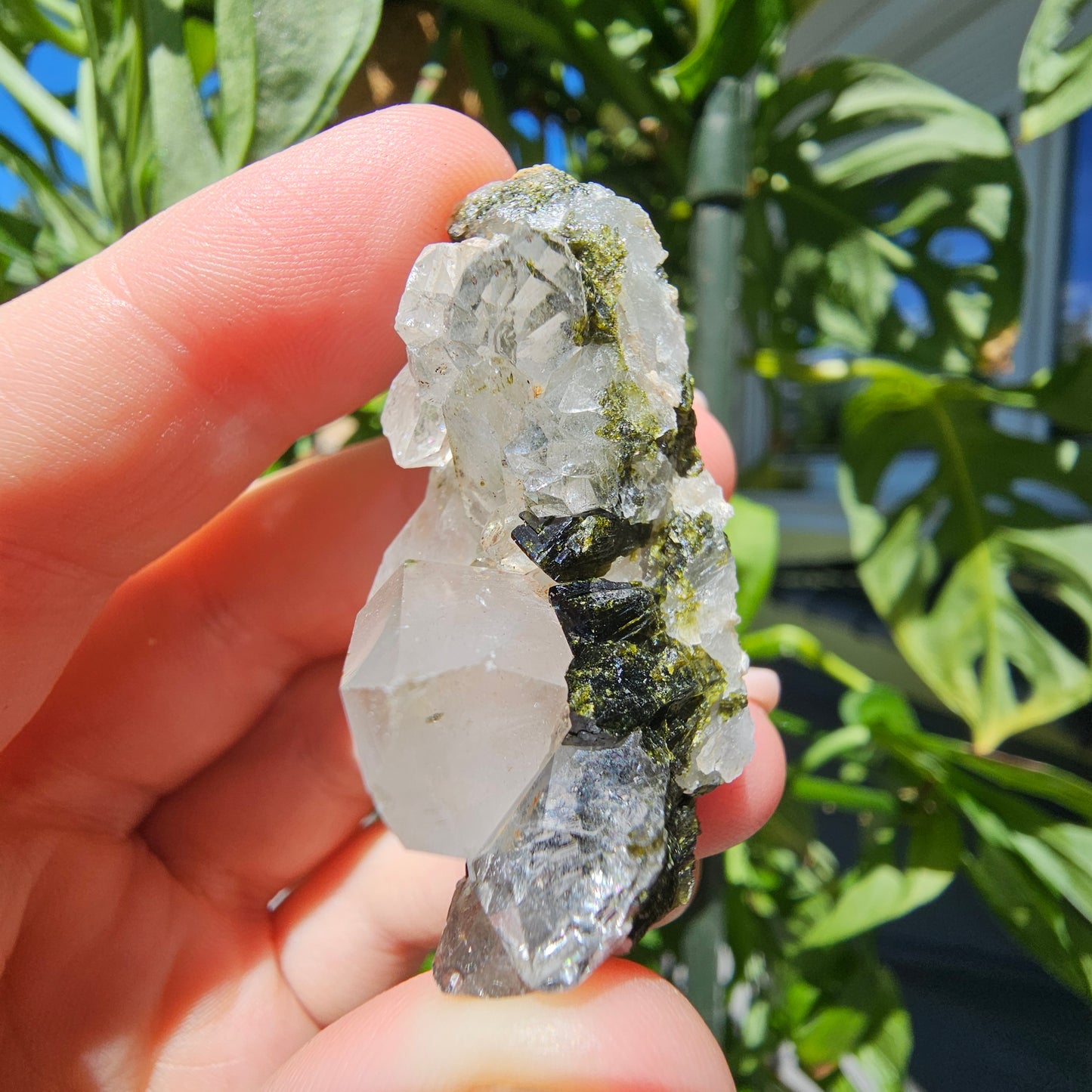 Epidote with Quartz Cluster #17Q