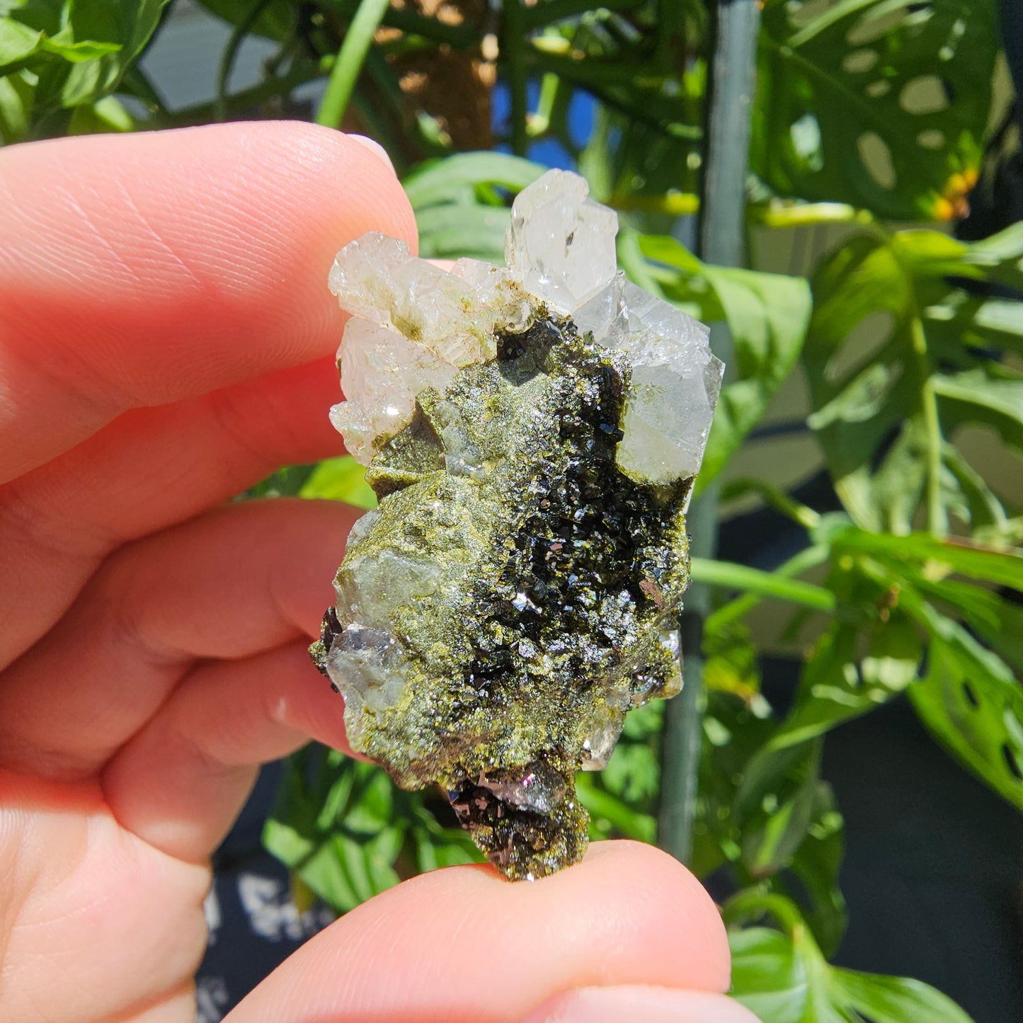 Epidote with Quartz Cluster #15U