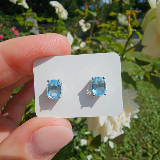 Blue Topaz Stud Earrings #25A