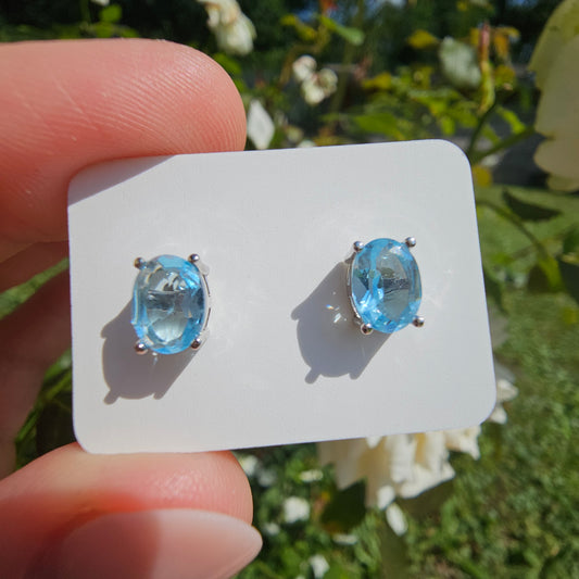 Blue Topaz Stud Earrings #25A