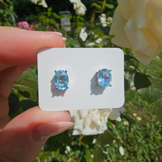 Blue Topaz Stud Earrings #25B