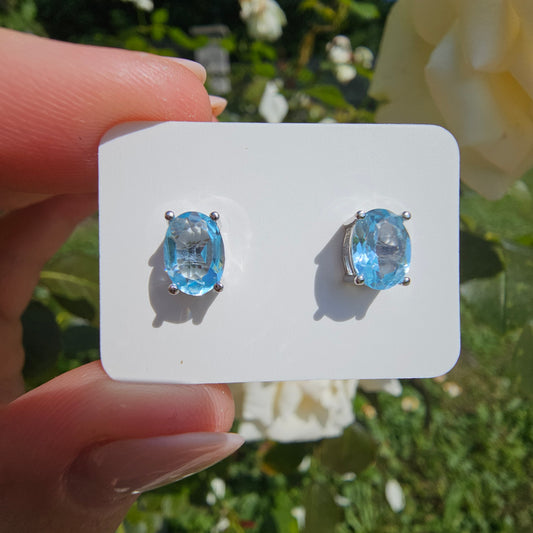 Blue Topaz Stud Earrings #25B