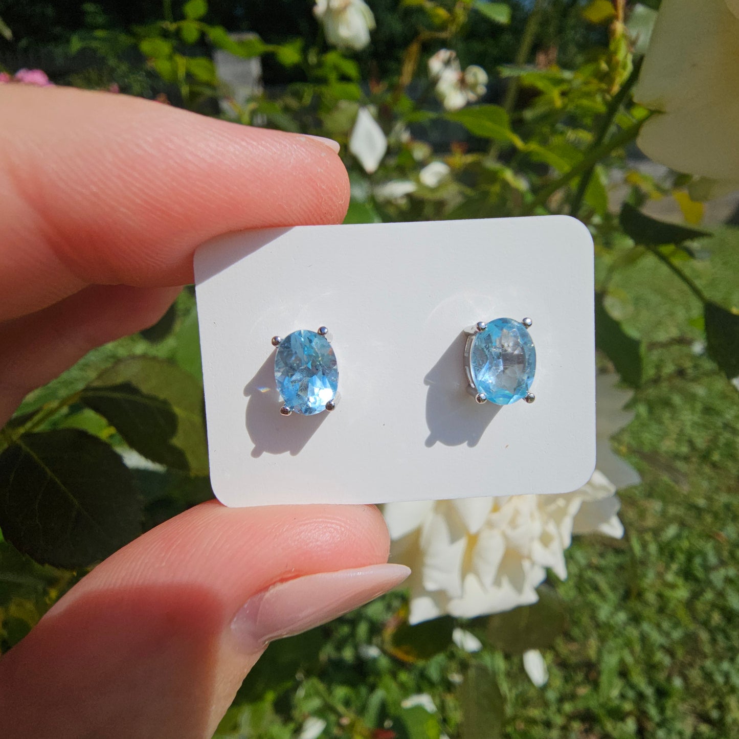 Blue Topaz Stud Earrings #25C