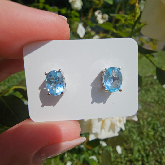 Blue Topaz Stud Earrings #25C