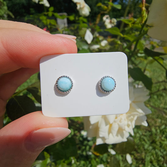 Larimar Ear Studs Round