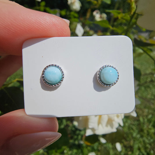 Larimar Ear Studs Round