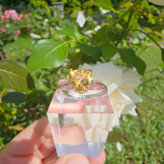 Citrine (heated) Heart Ring #29A