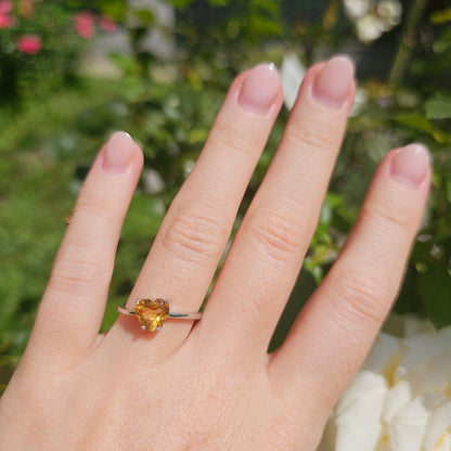 Citrine (heated) Heart Ring #29B