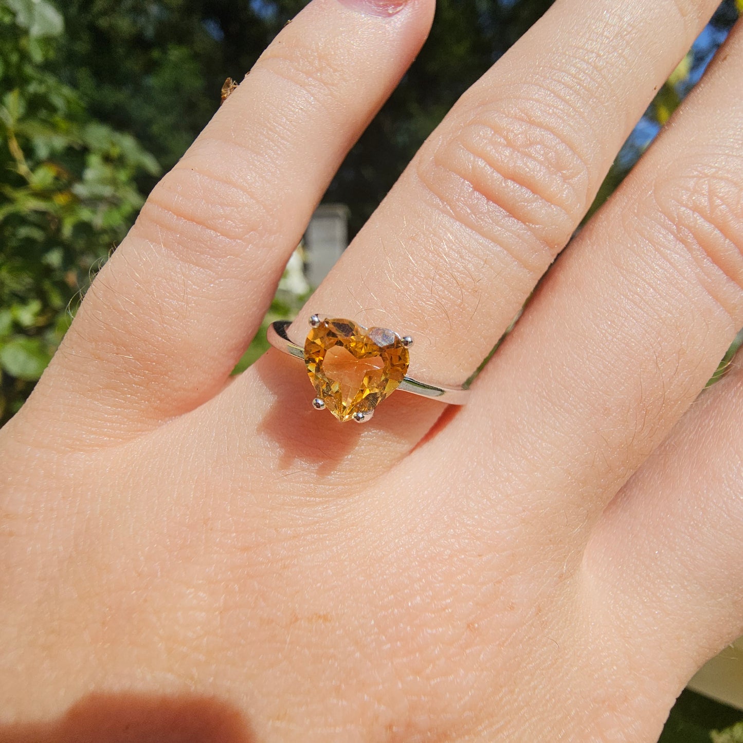 Citrine (heated) Heart Ring #29B