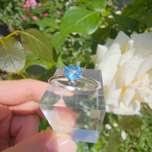 Blue Topaz Heart Ring