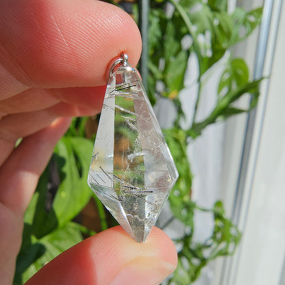 Tourmaline in Quartz Pendant (#29A)