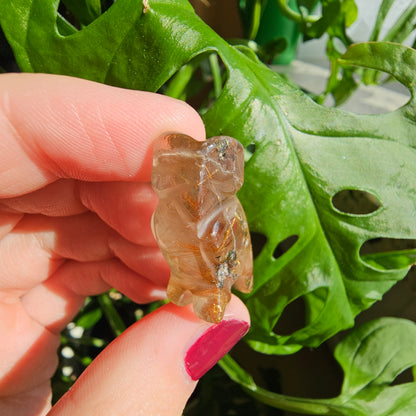 Golden Rutilated Quartz Owl