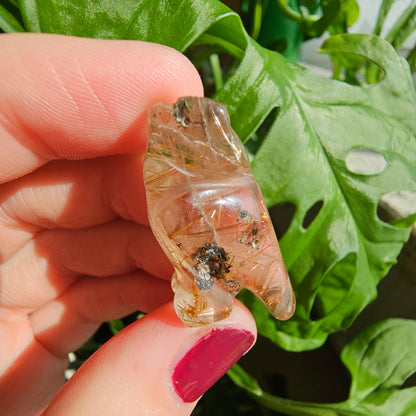 Golden Rutilated Quartz Owl